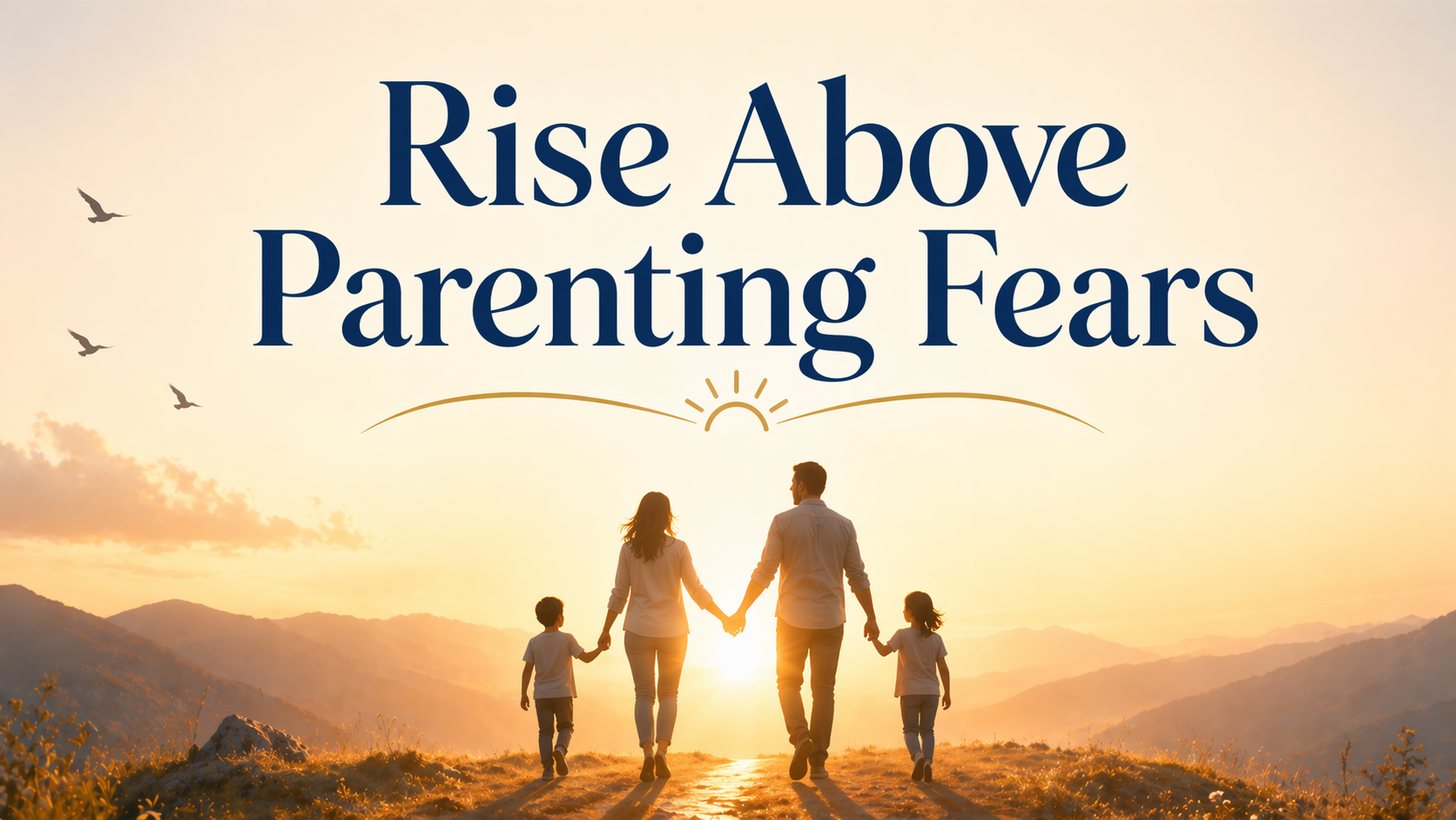 A parent and child watching a sunrise together on a hilltop